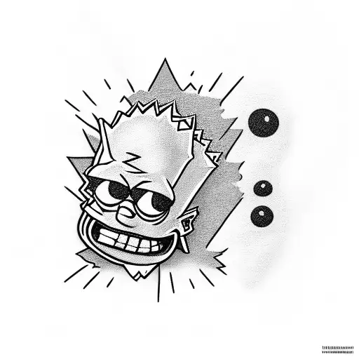 Bart Simpson Black Skull With White Pattern