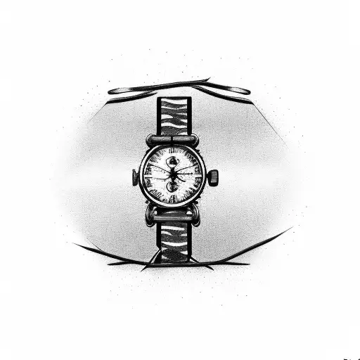 An Elegant Wristwatch Intertwined With Military Camo Patterns And Barbed Wire