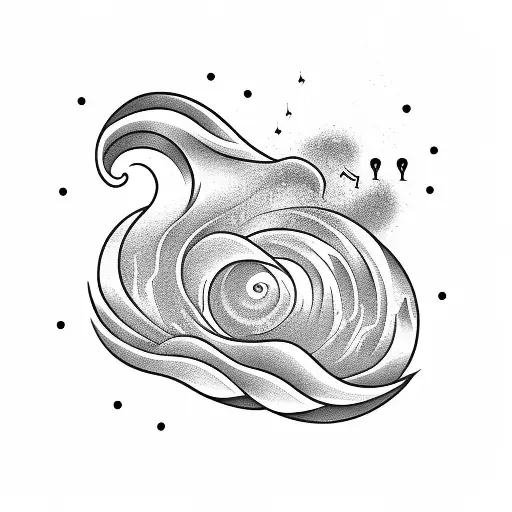 A Music Wave Tattoo Incorporating Hip Hop Elements