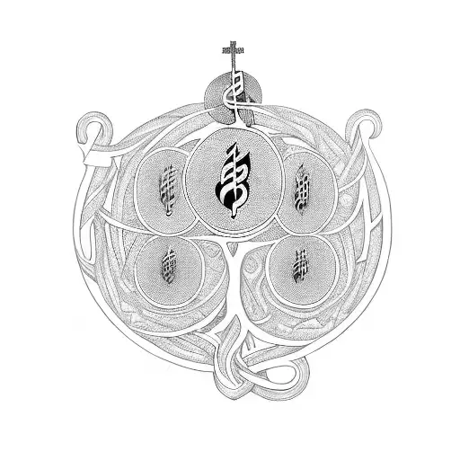 A Family Tree Intertwined With Musical Notes And Religious Symbols