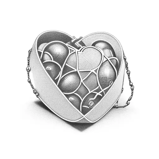 3D Heart Shaped Box With Chain Wrapped Around It Multiple Times
