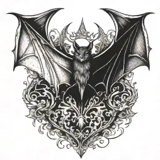 Fantasy Bat With Spread Wings