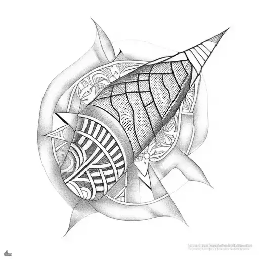 A Bold Blackwork Design Of A Rowing Shell Cutting Through Water