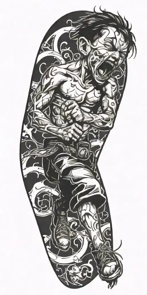 Small Boy Fighting With Deamons