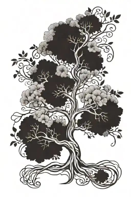 Suminagashi Inspiredm Tree Of Life Tattoo Design
