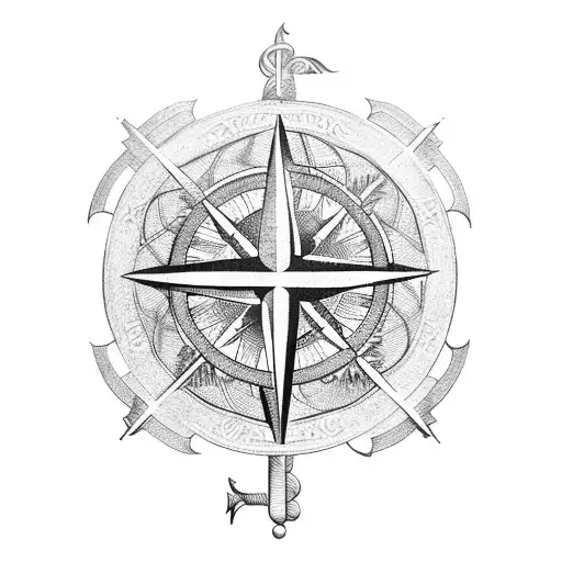 An Intricate Rowing Oar Intertwined With A Compass Rose
