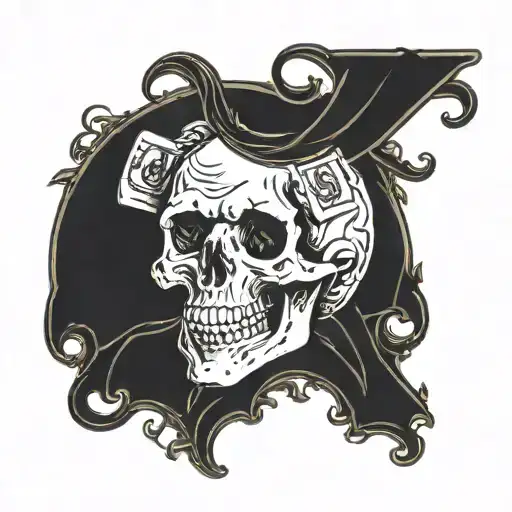 Skull Sourrounded By Money