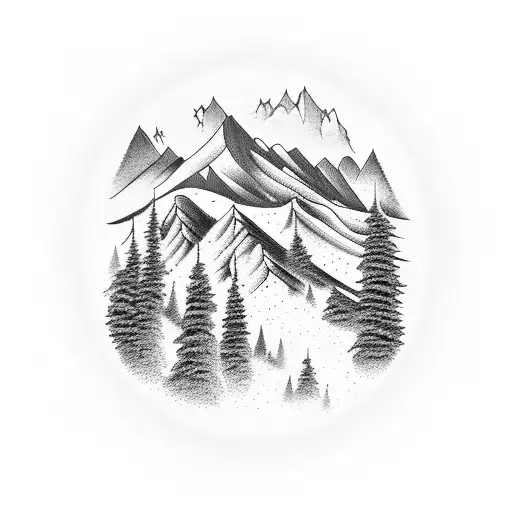 Mountain Scene With Road And Wife And Kids