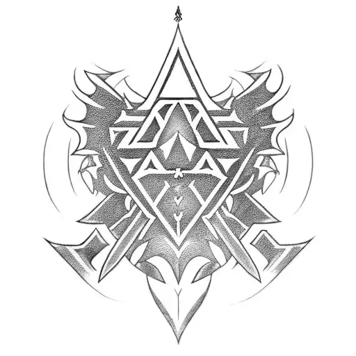 A Blackwork Tattoo Of The Master Sword From The Legend Of Zelda Series