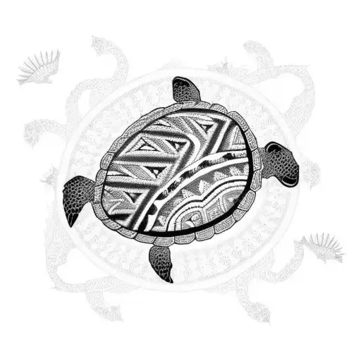 Incorporate Maori Tribal Patterns Into A Stylized Turtle Design