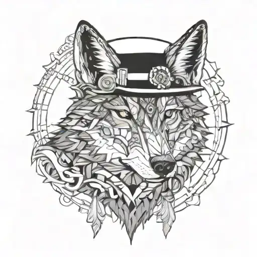 Shamanic Wolf In Top Hat
