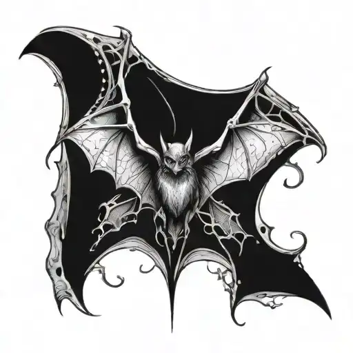 Bat In A Gothic Style Showing Its Wings