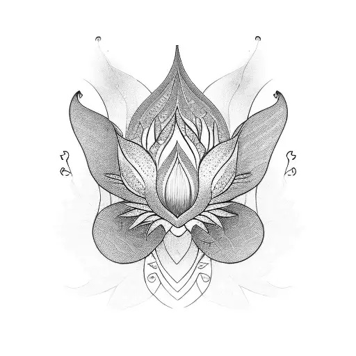 Lotus With Phoenix And Butterfly