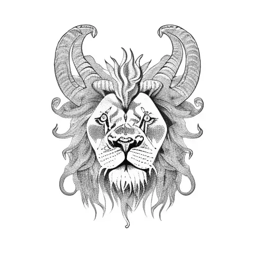 Lion Head With Goat Horns
