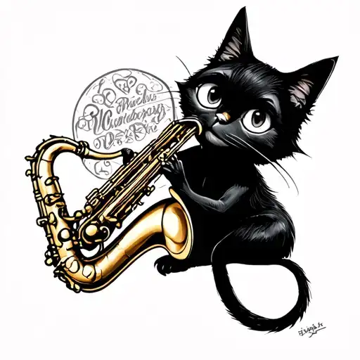Coraline Black Cat Playing The Saxophone