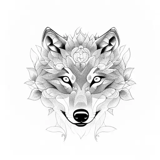 Wolf With Hydrangea