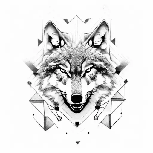 A Fierce Looking Realistic Wolf With Piercing Eyes In A Dark Art Style