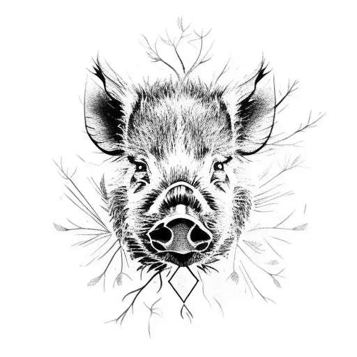 Wild Boar Face As A Tree