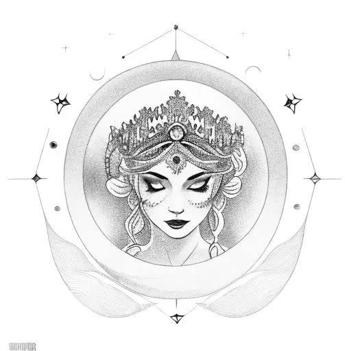 A Crystal Ball Being Held By A Goddess With A Moon Crown