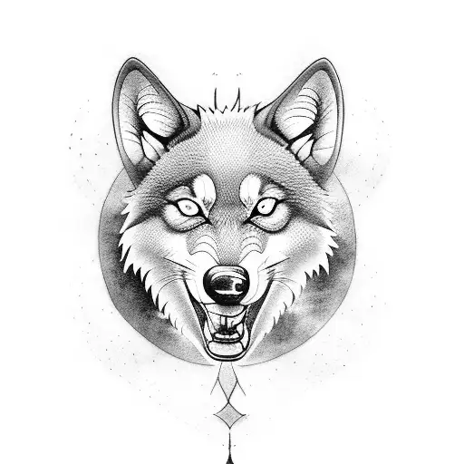 A Tattoo Design Combining A Basketball And A Wolf To Represent Strength And Loyalty
