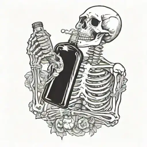 Skeleton Holding A Bottle Of Fireball Whiskey