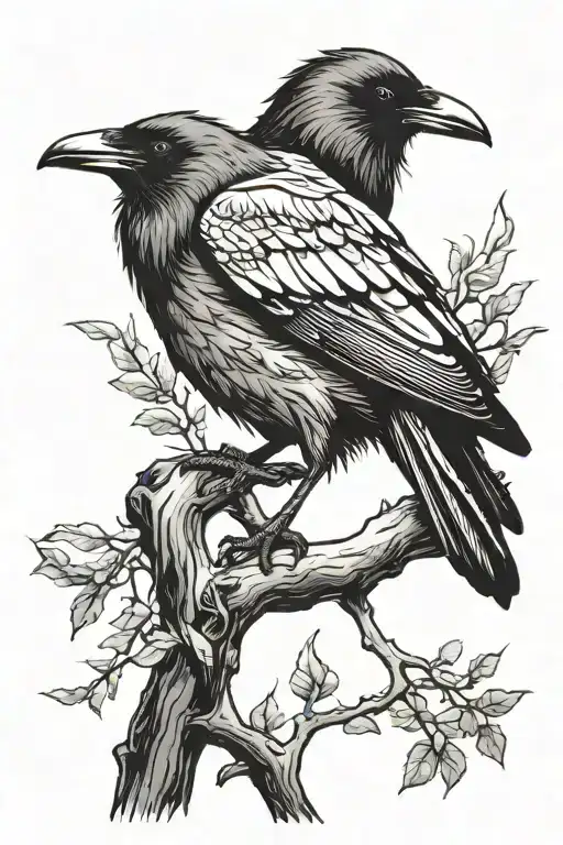 A Raven On A Branch At Ease