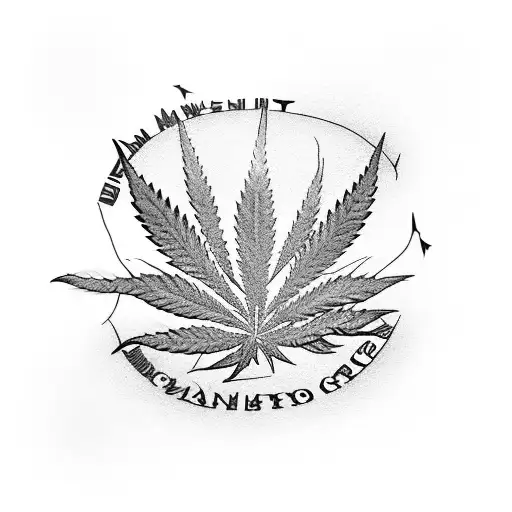 Marijuana Plant Intertwined With Music Notes And Gang Symbols