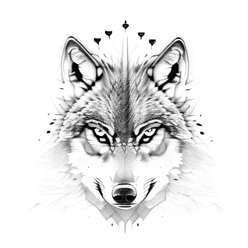 A Fierce Looking Wolf With Piercing Eyes In A Dark Art Style