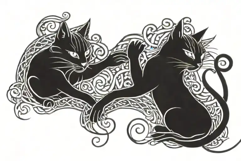 Celtic Music Cats Intertwined