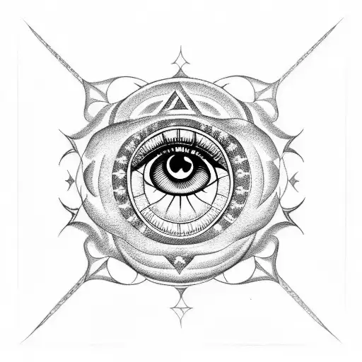 A Blackwork Tattoo Of The Sheikah Eye Symbol With A Hidden Hr Message