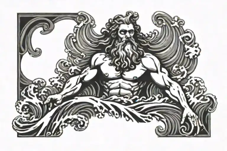 Zeus And Water Waves Crashing In The Background