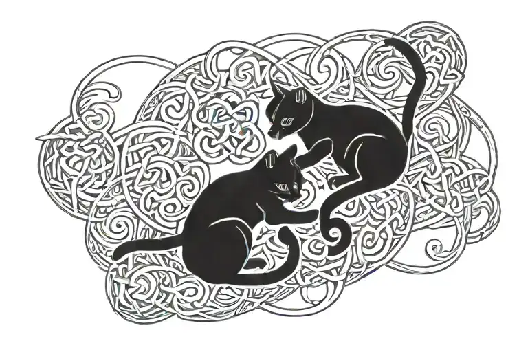 Celtic Music Cats Intertwined