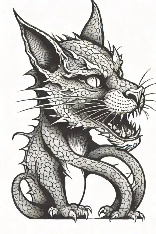 A Cat Touching A Dragon's Nose