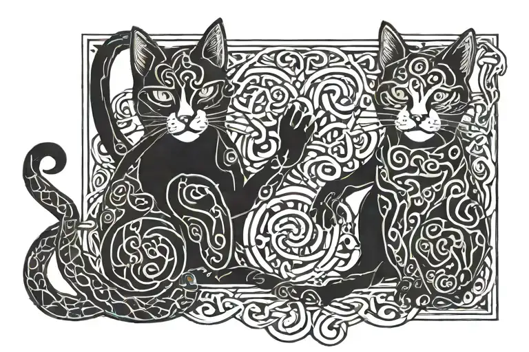 Celtic Music Cats Intertwined