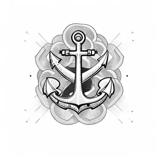 Anchor With Scale And Flowers