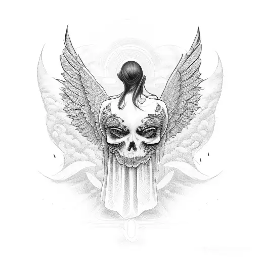 Retrato Con Silueta De Angel