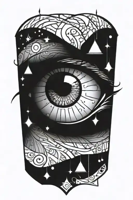 Eye Surrounded By Lights Shining