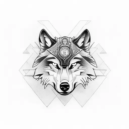 Wolf With Samurai's Helmet