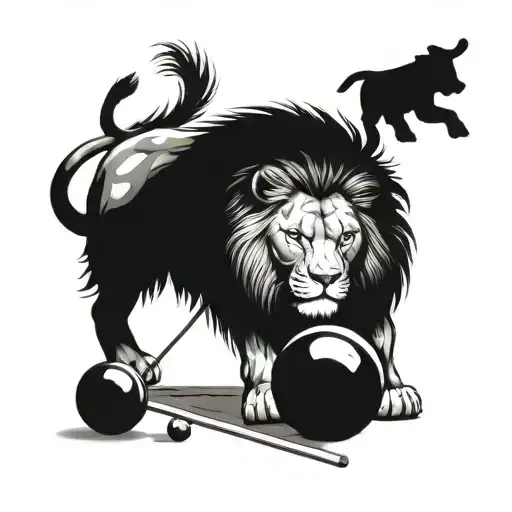 A Lion And A Dog Playing Snooker Together