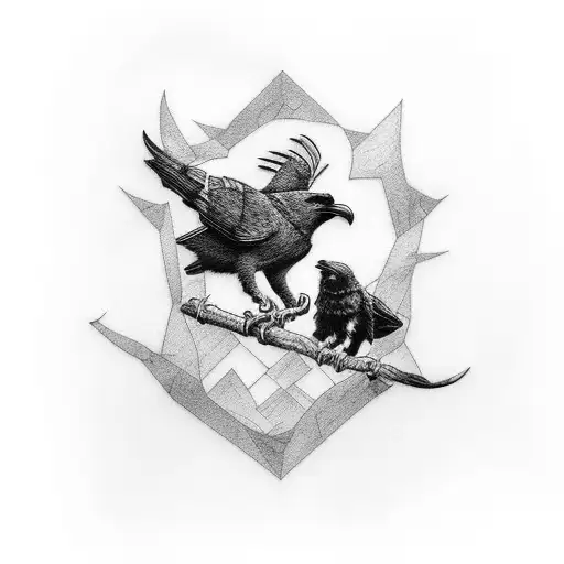 Odin's Two Ravens In Dark Clouds