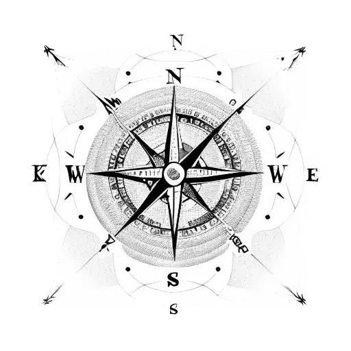 A Detailed Compass Rose Design Incorporating Elements Of Keuka Lake