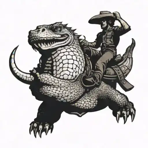 Bull Rider Riding A Gator