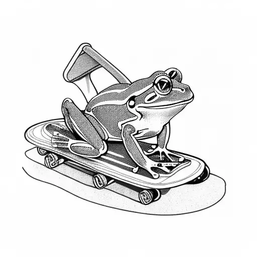 Frog Driving On Skateboard