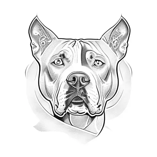 Old Pit Bull Sitting With Blue Eyes