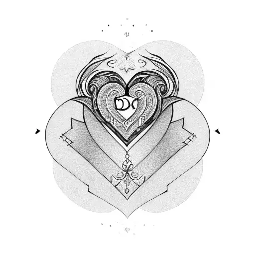 A Stylized Heart Design Incorporating The Initials Of Your Husband And Daughter