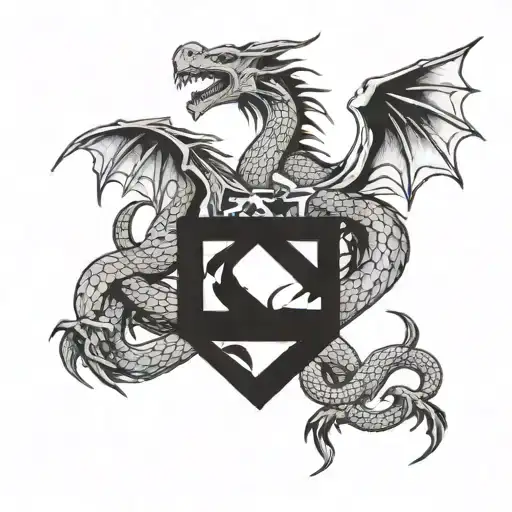 A Dragon Intertwined With The Air Force Symbol