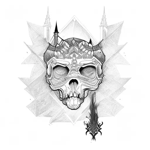 Sketch Of A Gothic Castle With Intricate Blackwork Shading