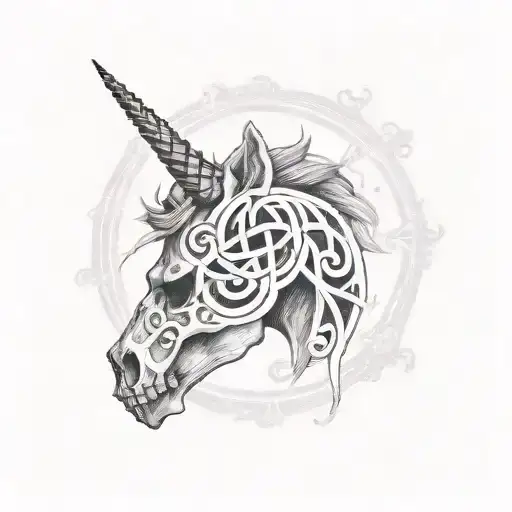 Skull Unicorn Wolf With Celtic Cross With The Name Riley Written Inside It