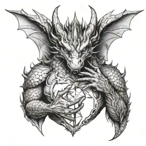 Dragon Holding A Crystal To His Chest