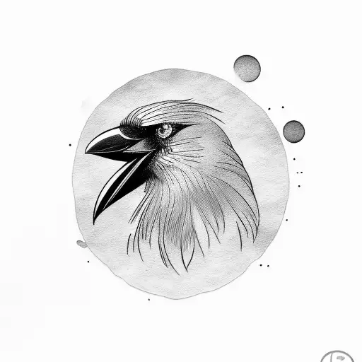 Crow On A Branch With Ink Splash